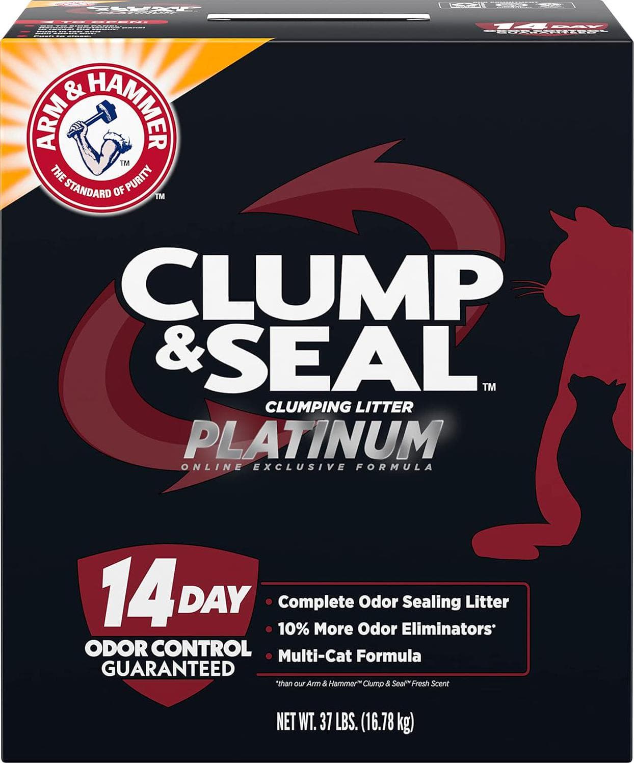 Arm & Hammer Clump & Seal Platinum Multi-Cat Litter – 37 lbs – 14 Days Odor Control