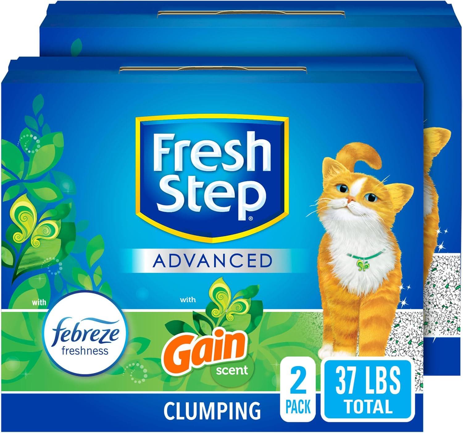 Fresh Step Clumping Cat Litter with Febreze Gain – 37 lb (2 Pack)