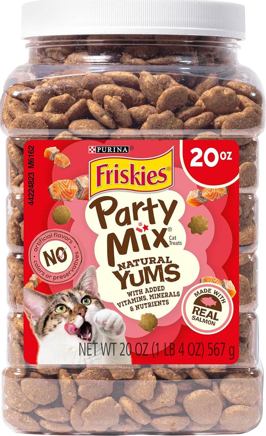 Purina Friskies Natural Yums Cat Treats Party Mix – With Real Salmon – 20 oz Canister