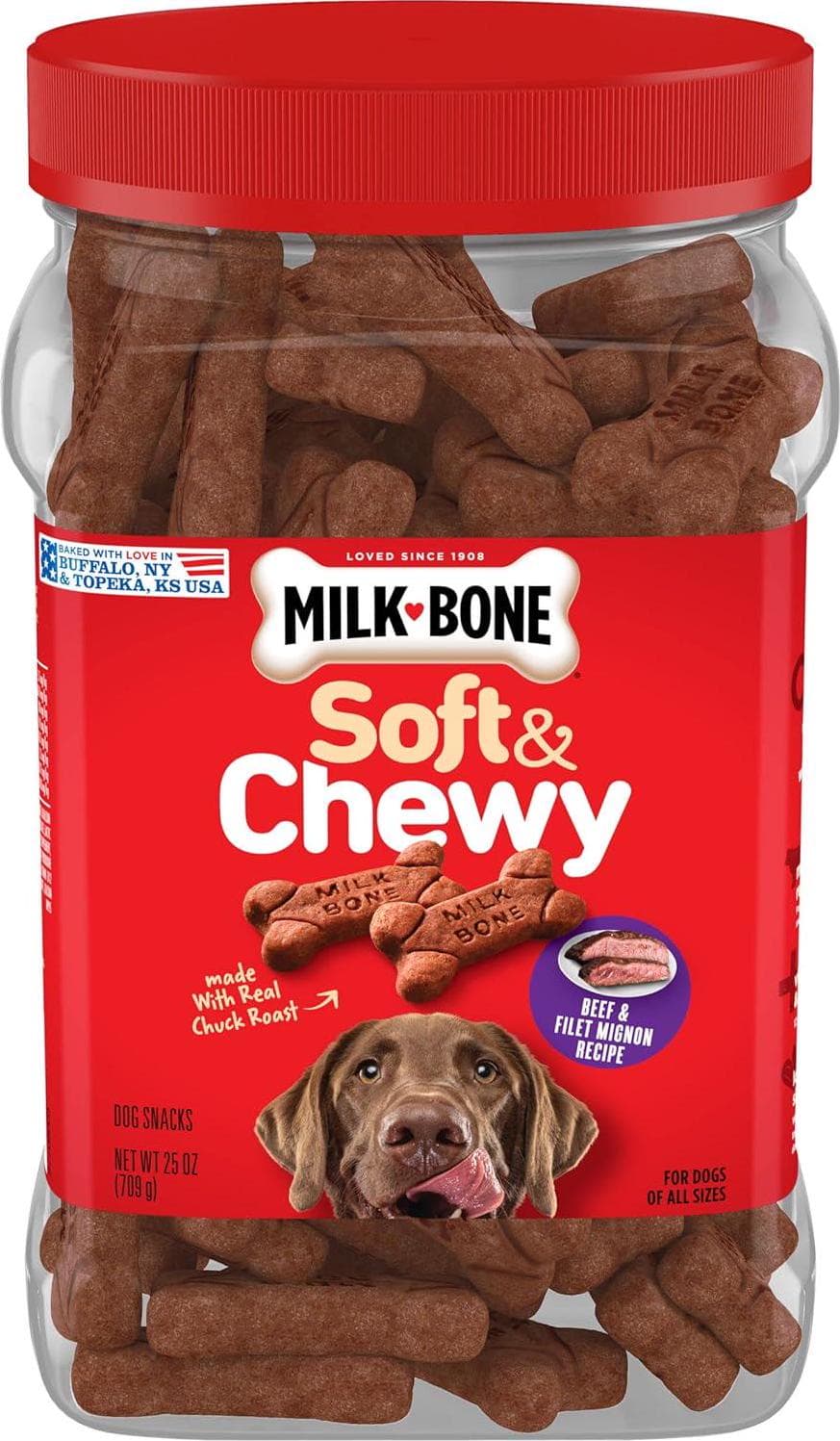 Milk-Bone Milk-Bone Soft and Chewy Dog Treats, Beef and Filet Mignon Recipe, 25 Ounce