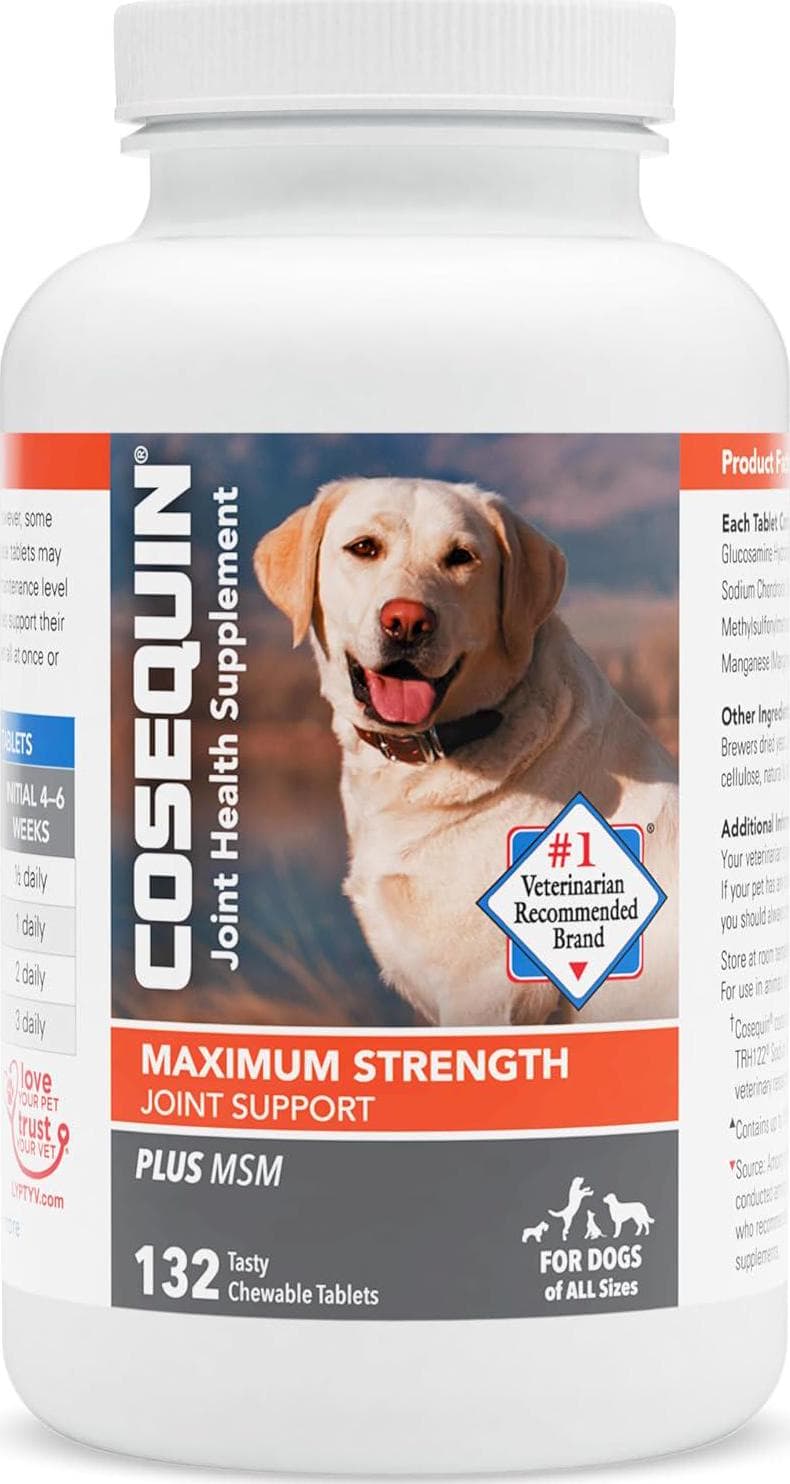 Nutramax Cosequin Maximum Strength Joint Health Supplement for Dogs – 132 Chewable Tablets