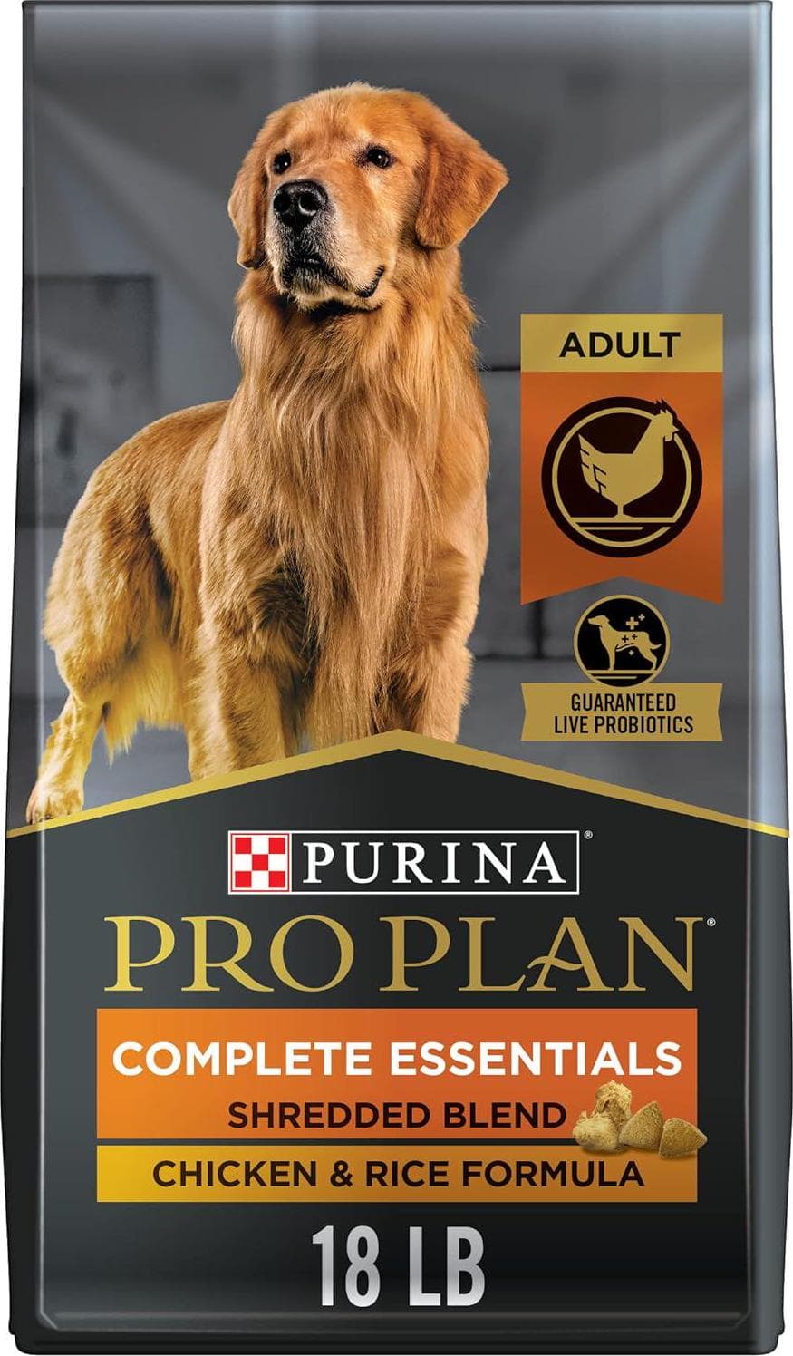 Purina Pro Plan High Protein Dog Food – Shredded Blend Chicken and Rice Formula – 18 lb Bag